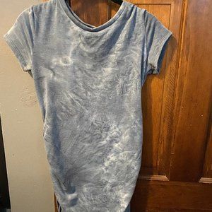 Blue and White Bodycon Sleeved Dress